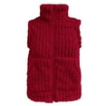 thumbnail image 4 of Women's Double Sided Plush Vest, Sleeveless Stand Collar Cardigan, Full Zip Waistcoat Jacket, Casual Layering Piece, Soft Fleece Outerwear, Versatile Everyday Wear Red XXXXXL, 4 of 4