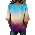thumbnail image 5 of Stralyhd 3/4 Length Sleeve Womens Tops Summer Loose V Neck Henley Blouses Beach Vacation Button Down Tops Office Tie Dye Shirts Beige L, 5 of 6