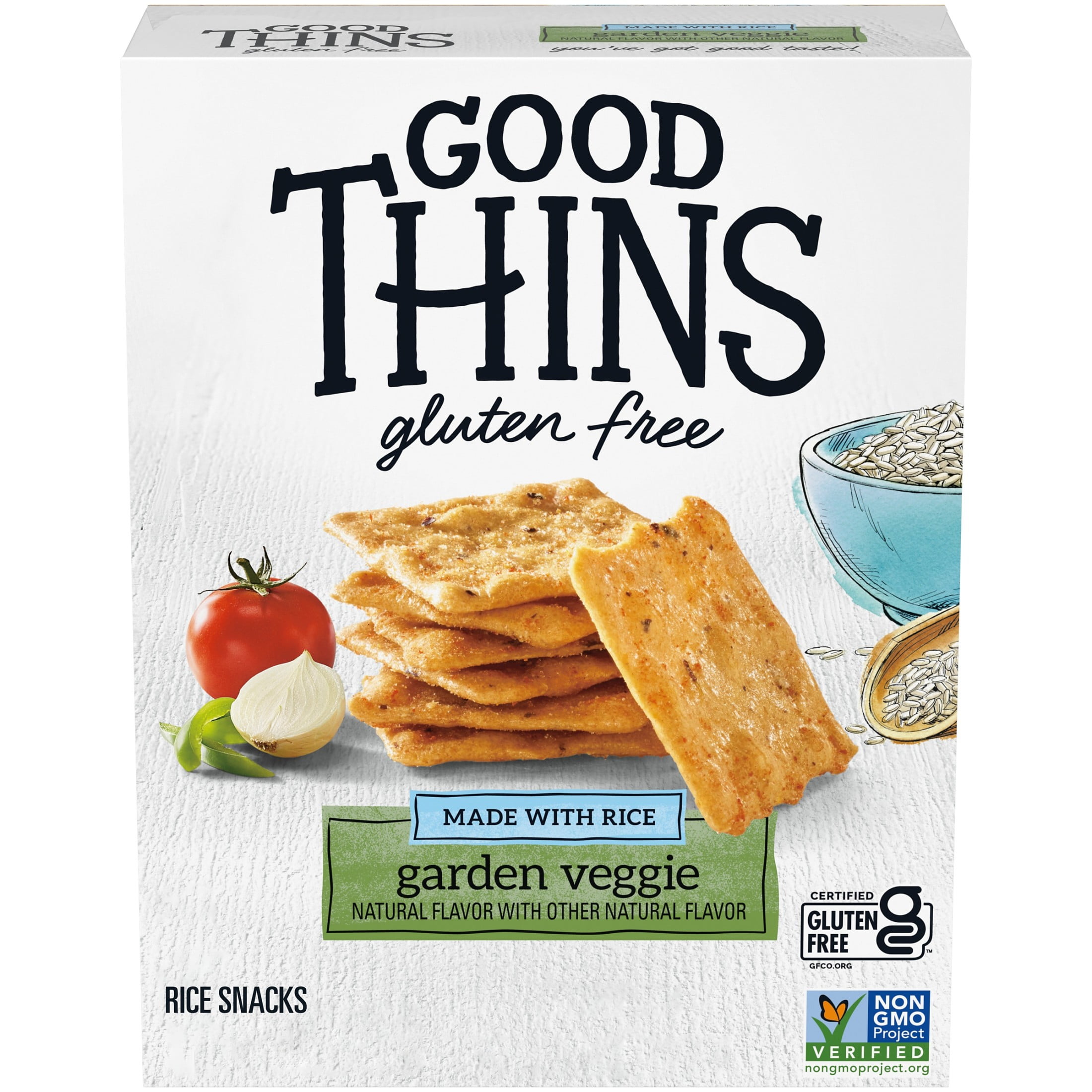 (3 pack) GOOD THINS Garden Veggie Rice Snacks Gluten Free Crackers, Snack Crackers, 3.5 oz