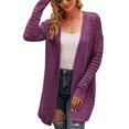 thumbnail image 1 of Women Cardigan Open Front Long Sleeve Holes Loose Knitted Casual Coats, 1 of 7