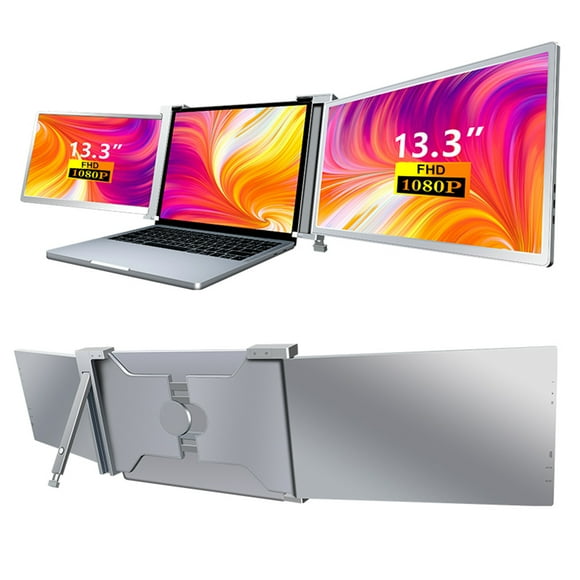 Inch 13.3" Laptop Screen Extender 1080P FHD Portable Triple Monitor for Laptop Folding Monitor Extender with Flexible Kickstand Carrying Bag