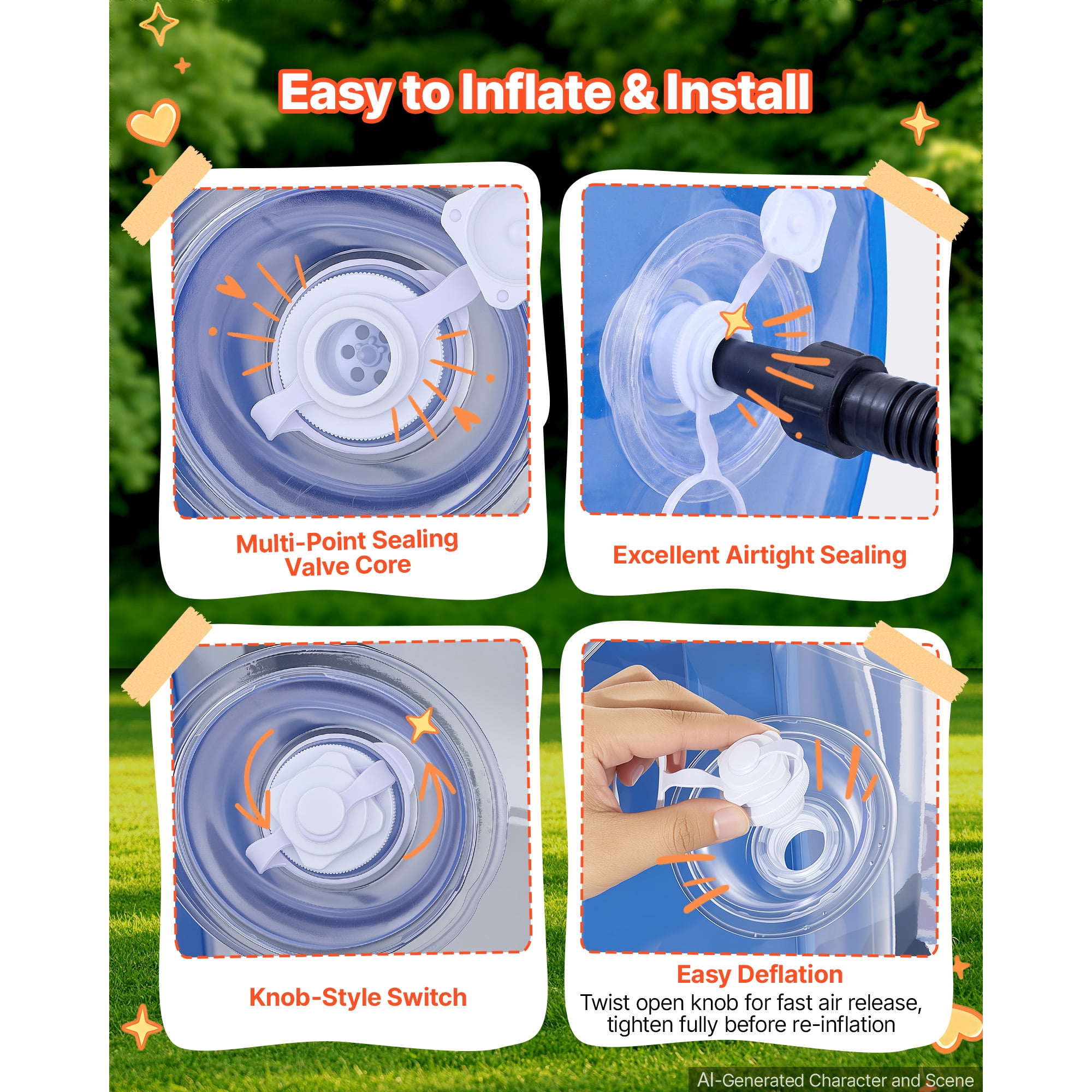 KFFKFF 2-Pack Inflatable Bumper Balls 4FT Human Bubble for Teens Transparent, Ideal for Backyard, Camping, Lawns, and Outdoor Team Activities, Durable PVC Material, Sumo Hamster Ball with Handles