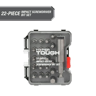 Hyper Tough 22-Piece Impact Rated Screwdriver Bit Set in Reusable Case