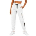 thumbnail image 3 of BiZtdJrK White Cargo Joggers for Women Drawstring High Waisted Fleece Sweatpants Outdoor Casual Elastic Bottom Tapered Track Pants with Pockets, 3 of 9