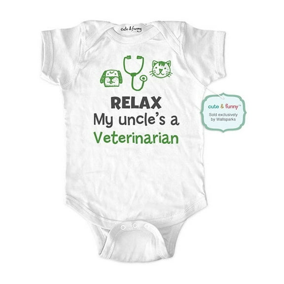 Relax my uncle's a veterinarian - wallsparks cute & funny Brand - baby one piece bodysuit - Great baby shower gift!