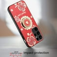 thumbnail image 3 of For Samsung S23 Plus SPLENDID Diamond Glitter Ornaments Engraving Case Cover - Good Luck Floral Red, 3 of 3