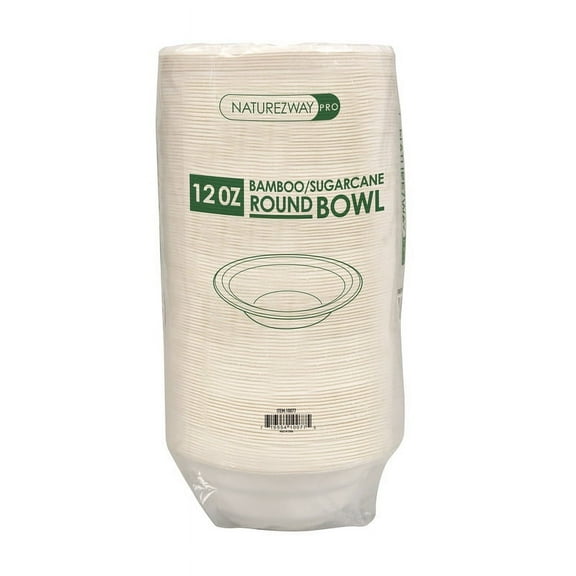 Bamboo 12 oz Paper Bowls (1000 Pack) | for Cafeterias & Clinics