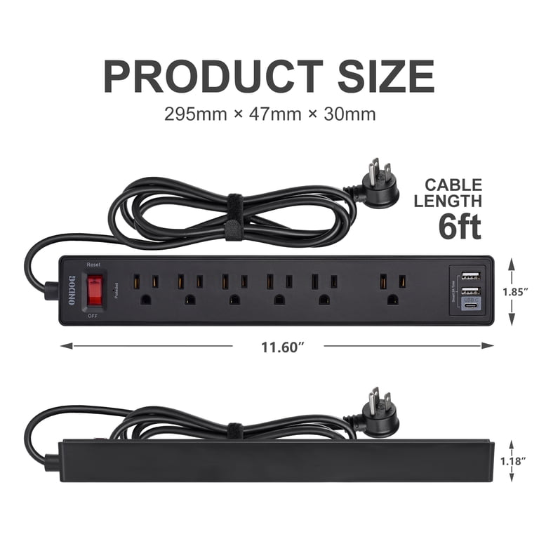 ONDOG 6-Outlet Surge Protector Power Strip with USB Ports photo 2