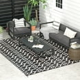 thumbnail image 2 of Outsunny Waterproof Outdoor Rug w/ Carry Bag, 9' x 12', Black White Clover, 2 of 10