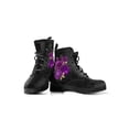 thumbnail image 1 of UKAP Bottine en Cuir pour Femme, Bottillon Court à Motif Floral, Lacée, Bottines de Travail, Imperméable, Rose Violet 7,5, 1 of 6
