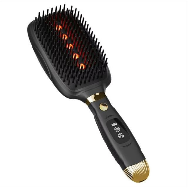 Peine para el Crecimiento del Cabello con Luz Roja, Microcorriente EMS, Terapia Infrarroja, Cepillo para Masaje del Cabelludo con Función de Vibración, Color Negro