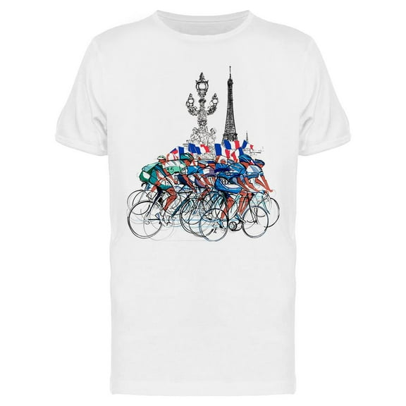 Cyclists Competition In Paris T-Shirt Men -Image by Shutterstock, Male Large