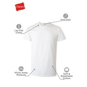 Hanes Men's T-Shirt Packs, Stay-Tucked Soft Cotton Undershirts, Best Undershirts for Men, White, 2-Pack