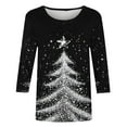 thumbnail image 4 of Yteetum Christmas Shirt for Women Oversize Crew Neck 3/4 Length Sleeve Cotton T Shirts Tops Womens Christmas Print Three Quarter Sleeve Loose Round Neck Pullover Tee Shirts Fall Winter Basic Shirts, 4 of 5