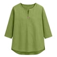thumbnail image 6 of Blouses for Women Button Front Linen Style Loose Fit Three Season Daily Casual Short Sleeve Top Womens Tops, 6 of 6