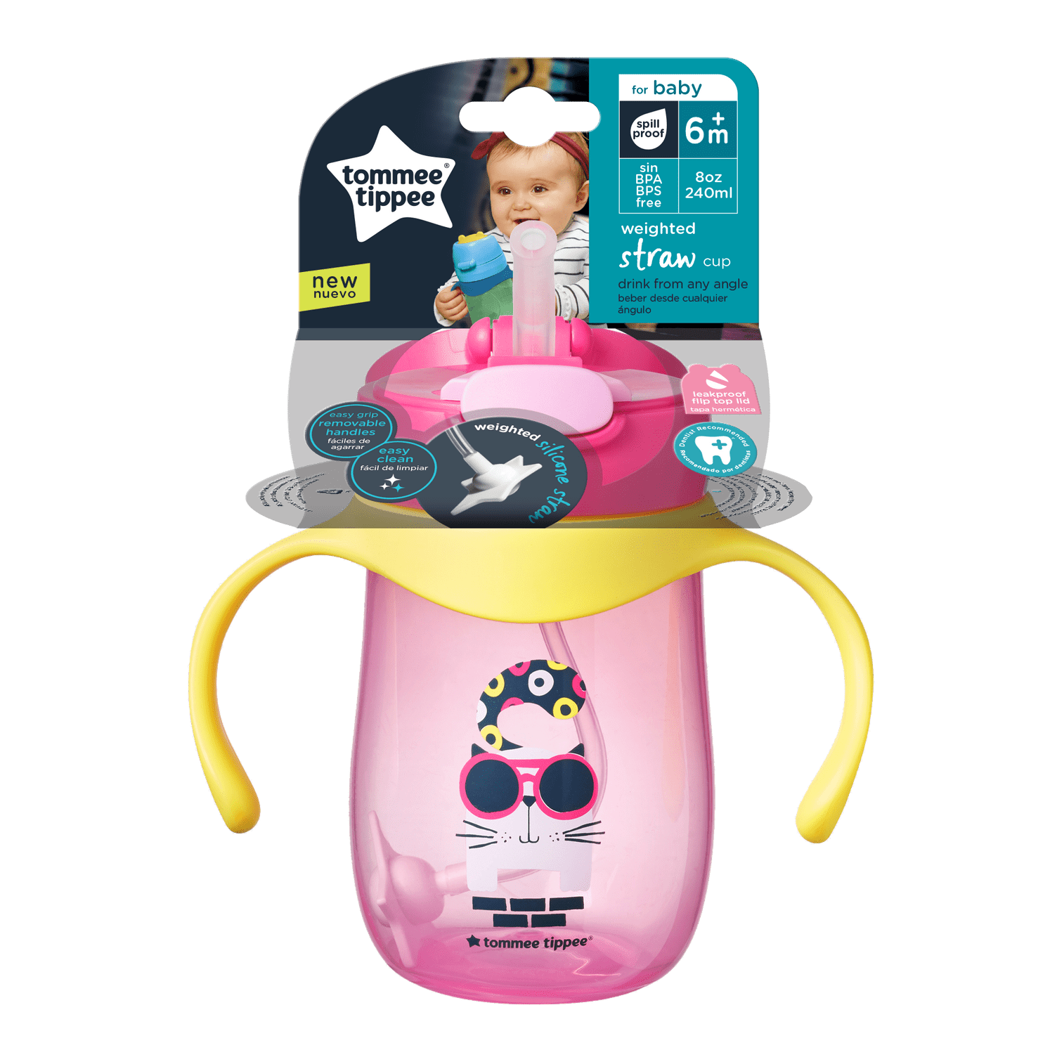 Tommee Tippee Weighted Straw Toddler Sippy Cup, 8 Ounces - 6+ Months, 1 Count