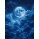 thumbnail image 1 of Qisvanset Framed Canvas Wall Art 12x16 Inch Glowing Full Moon Starry Cloud Nature Wall Art, 1 of 5