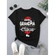 thumbnail image 2 of Camiseta navideña de abuela Claus para mujer, cuello redondo, informal, de algodón, con estampado festivo, manga corta, cómoda para todas las estaciones., 2 of 6