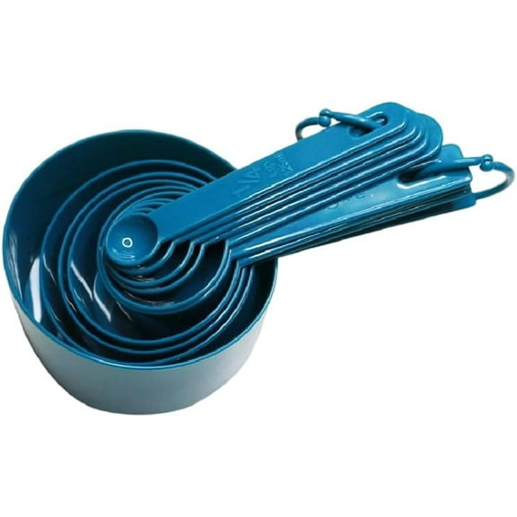 10Pcs Prussian Blue Plastic Measuring Cups Spoons Baking Bakeware Tools Teaspoons Tablespoons Set 120mm