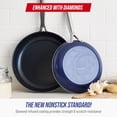thumbnail image 2 of 12" Nonstick Frying Pan with Lid, Diamond Infused Ceramic Skillet, Dishwasher & Oven Safe, Stay Cool Handle, Durable Non Toxic Metal Utensil Safe, Glass Lid, Blue, 2 of 10