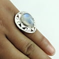 thumbnail image 2 of Genuine Rainbow Moonstone Ring, Natural 925 Sterling Silver, Statement Ring, Fashionable Ring, Expensive Ring, Dainty Ring, Meditation Ring, June Birthstone (Rainbow Moonstone, 7), 2 of 5