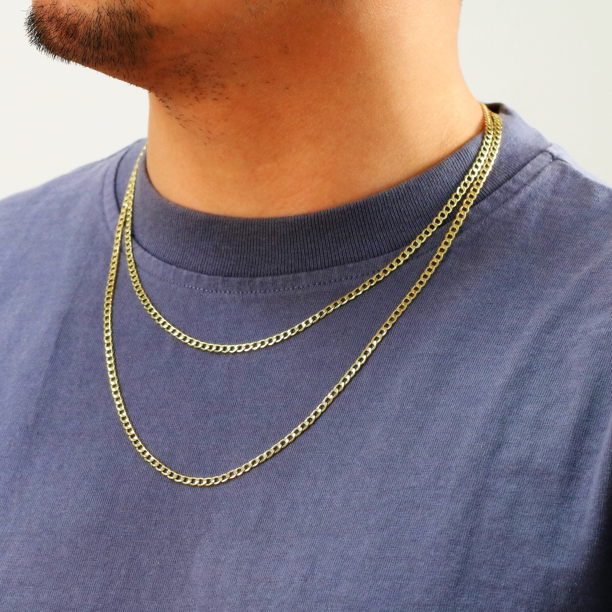 Nuragold 14k Real Yellow Gold Cuban Curb Link 3.5mm Chain Necklace (16"-30") Italian Jewelry for Men & Women
