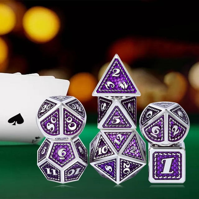 Dados poliédricos Favores de Juegos de Números grandes Accesorios de Suministro de de varios 7 piezas Dados Púrpura CUTICAT dados poliédricos