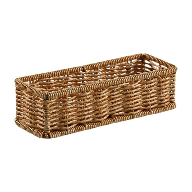 Cesta de ratán artificial larga y estrecha rectangular para dormitorio, bar, mesa de centro S