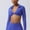 Blue, variant on LPZOOGU Women's Long Sleeve Polo Collar V Neck Twist Front Cropped Workout Top Breathable Stretchy Slim Fit Athletic Shirt