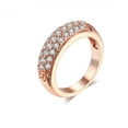 thumbnail image 3 of Women's Fashion Half Side Three Row Cubic Zirconia Copper Ring, Geometric Electroplated Ring, European and American Style, 3 of 3