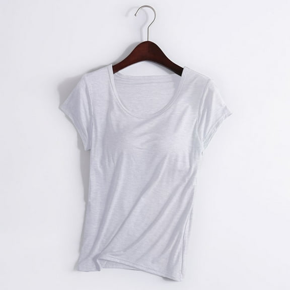 Miluxas Women's Short Sleeve V-Neck Sleep Tee Pajama Top White 8(L)