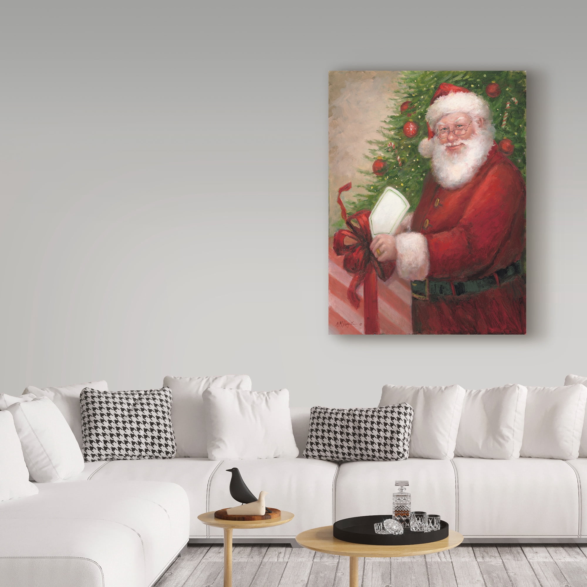 Trademark Fine Art 'Santa With A Gift' Canvas Art by Mary Miller Veazie
