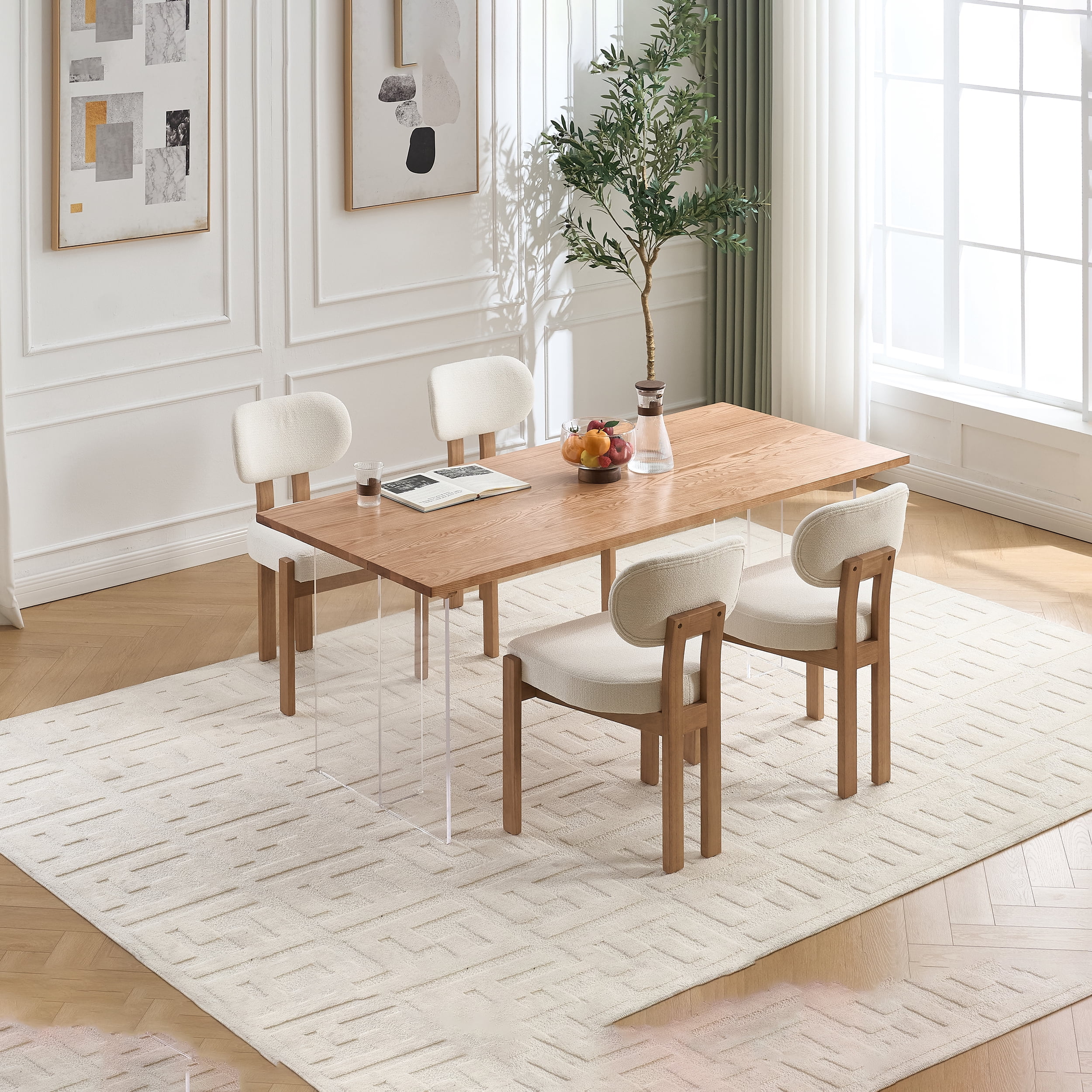 TrumanPick Modern Farmhouse Wooden Dining Chairs Set of 2 Upholstered