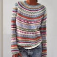 thumbnail image 3 of Suéter de mujer europeo y americano con cuello redondo y colores a juego, suéter holgado de moda, 3 of 4