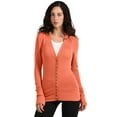 thumbnail image 2 of J. METHOD Women's Snap Button Cardigan Long Sleeve Knit Ribbed Sweater NEWJ181 Depp Coral M, 2 of 5