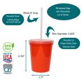 thumbnail image 3 of Rolling Sands 16oz Reusable Plastic Cups with Lids, 6 Pack, USA Made; BPA Free Orange Tumblers, Includes 6 Reusable Straws; Dishwasher Safe, 3 of 9