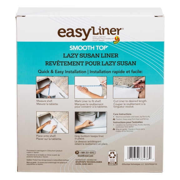 EasyLiner Smooth Top Lazy Susan Shelf Liner, White, 30 in. Sheet, 2 Pieces