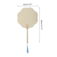 thumbnail image 2 of Unique Bargains 1 Pcs Portable Double-Sided Long Handle Round Xuan Paper Folding Fan Xuan Paper Bamboo Beige [Double-Sided Long Handle Round Begonia], 2 of 5