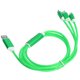 thumbnail image 4 of Cable de carga USB múltiple 3 en 1 Cable de cargador que fluye LED para IOS/Tipo C/Micro Puerto Verde, 4 of 5