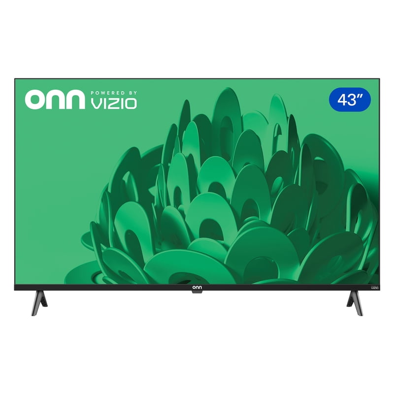onn 43" Class 4K UHD Powered by VIZIO Smart Television, 43S4V1 front and back view