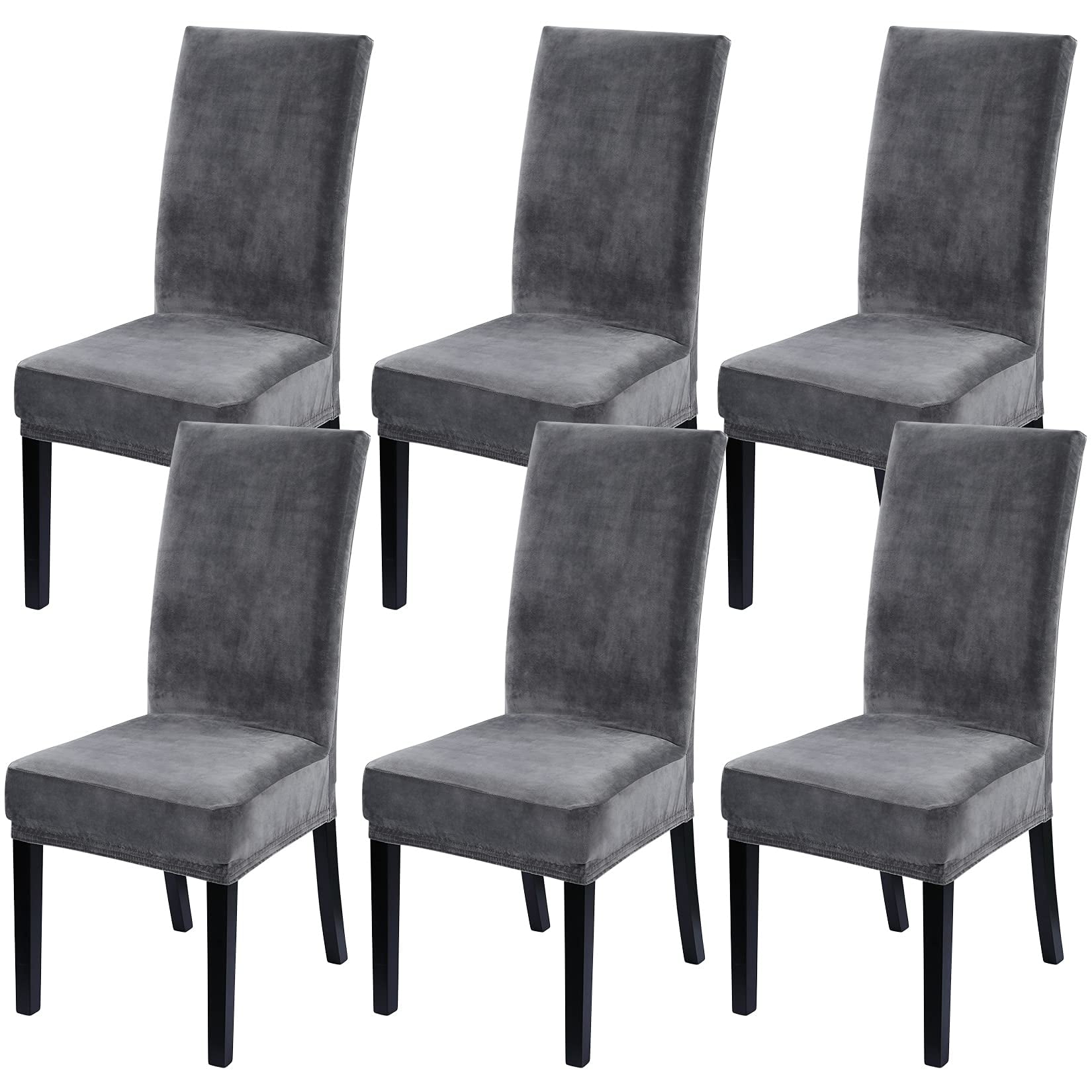 Kitsin Velvet Dining Chair Covers Set of 6, Soft Stretch Velvet Chair