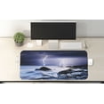 thumbnail image 2 of Nature Computer Mouse Pad, Summer Storm Beginning with and Beams over the Rocky Coast Waves Mystic Image, Rectangle Non-Slip Rubber Mousepad X-Large, 35" x 15" Gaming Size, Grey Purple, by Ambesonne, 2 of 2