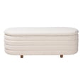 thumbnail image 3 of Baxton Studio Betiana Boucle Fabric Bedroom, Storage Bench, Channel-Tufted Design, Wood Legs, Cream, 3 of 10