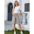 thumbnail image 4 of Fancyglim Bermuda Shorts for Women Summer Casual Loose Comfy Knee Length Drawstring Beach Shorts with Pockets Gray M, 4 of 8