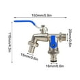 thumbnail image 3 of Double Outdoor Faucet,Outside Tap Garden Water Faucet,Wall Mouted 1/2 inch Inlet, with Dual 3/4 inch Outlet,One Into Two Frost-Proof Brass Outdoor Spigot,for Home Balcony Hose Connector, 3 of 3