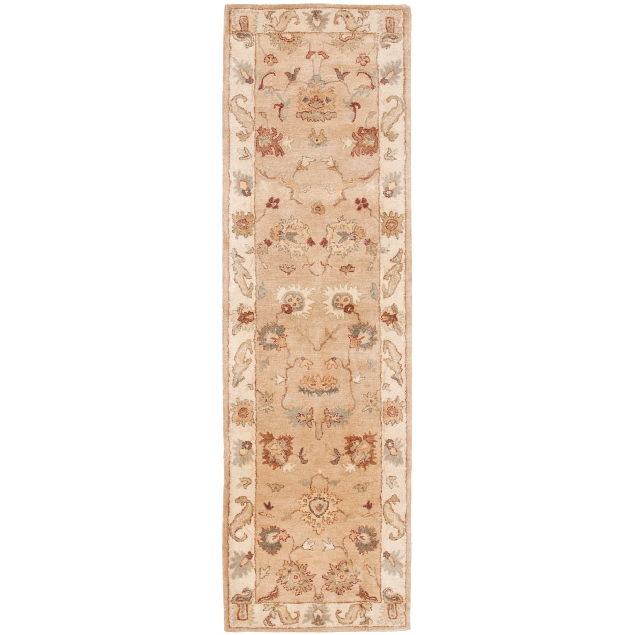 SAFAVIEH Bergama Bradford Traditional Wool Runner Rug, Taupe/Ivory, 2'3" x 12'