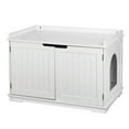 thumbnail image 5 of ZENY Double Door Hidden Cat Litter Box Enclosure Storage Cabinet MDF Frame Cat House, White, 5 of 10