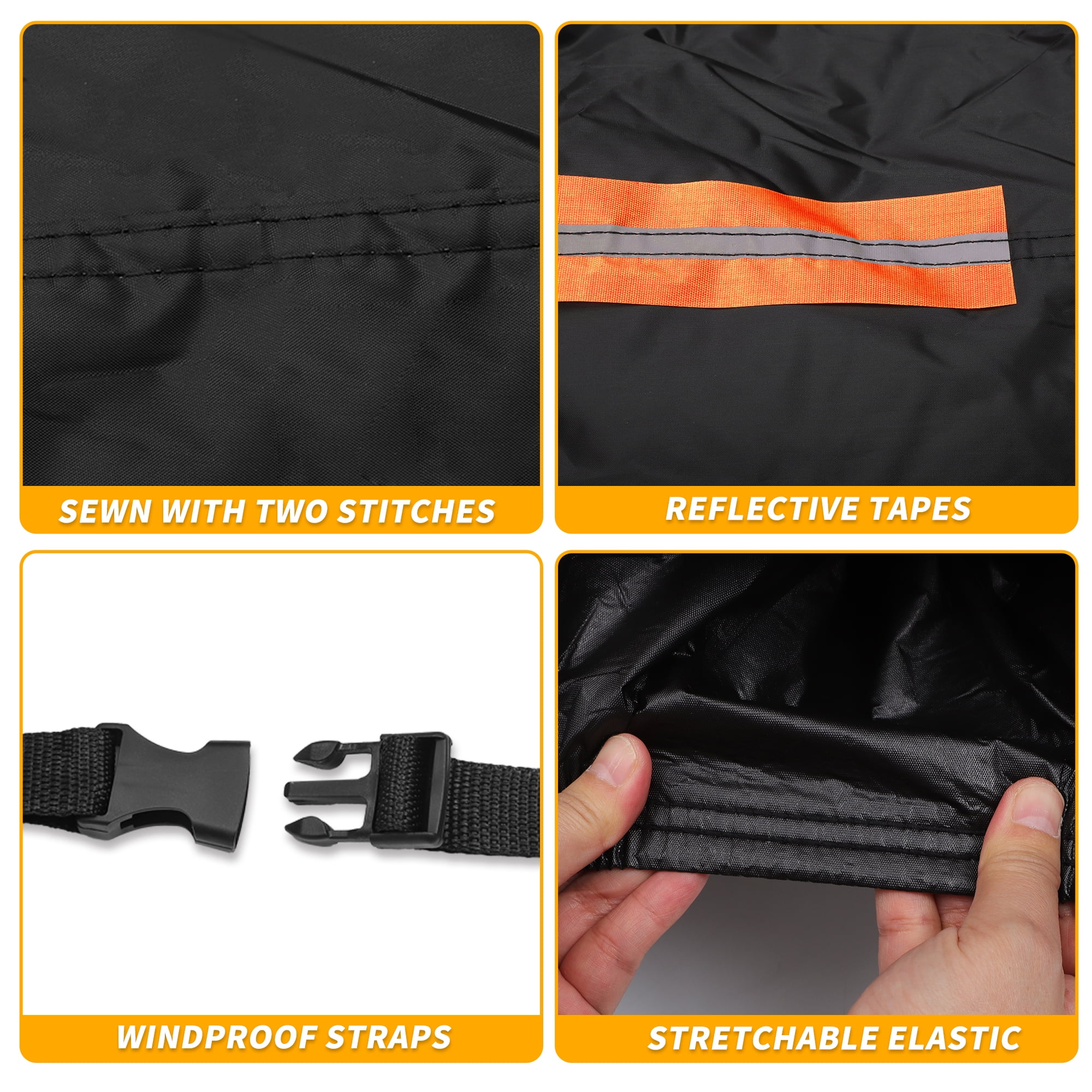 Unique Bargains Universal Waterproof Car Cover 190T-PU Black 165.35"x70.87"x53.15"