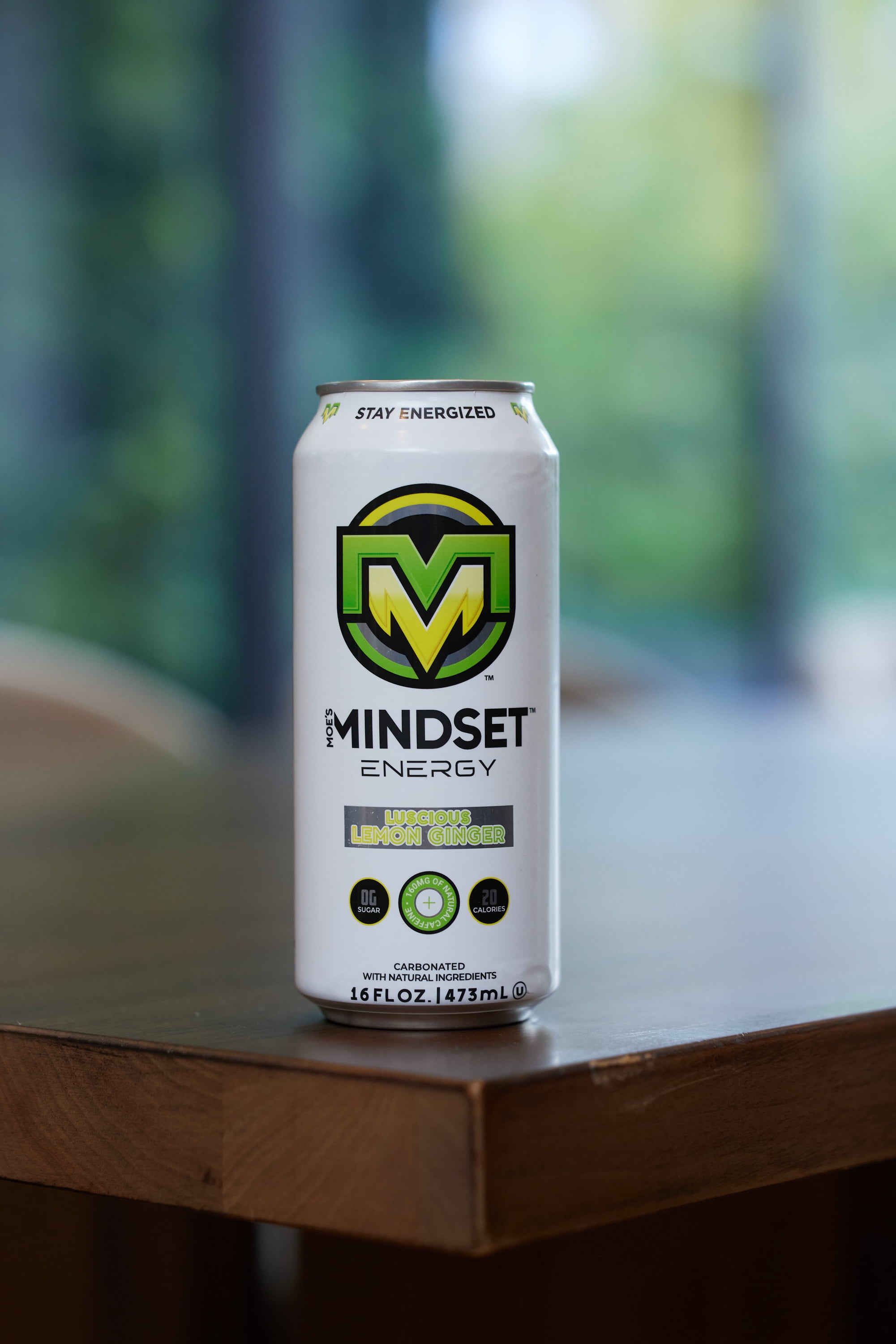 Moe's Mindset Energy Drink, Luscious Lemon Ginger - 12-Pack, 16oz - Energy & Focua & No Artificial Colors - 160mg Natural Caffeine, L-carnitine & Taurine - Gluten-Free & Vegan, Kosher