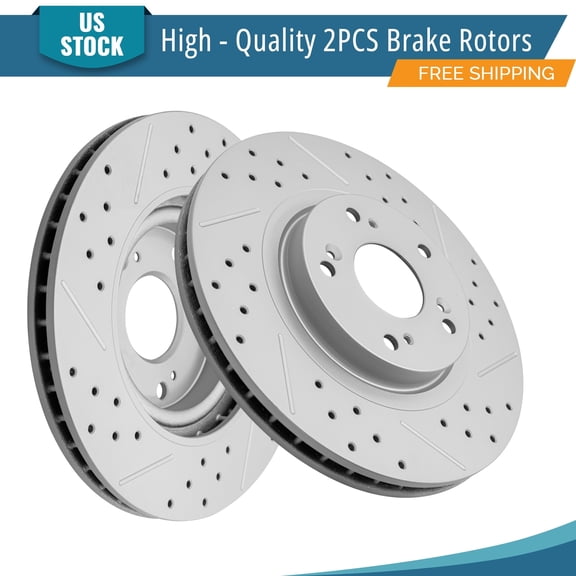 YXPCARS 2PCS Front Brake Rotors (980060LR), Drilled & Slotted Disc Rotors Kit for Honda Civic CR-V Acura CSX ILX RSX